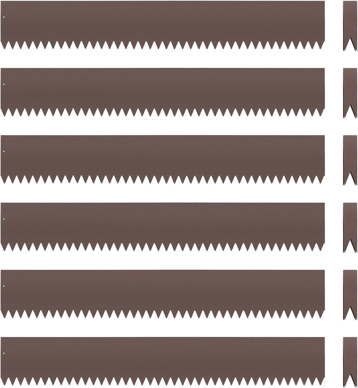 6PCS 40" L x 6" H Brown Landscape Edging - Each (20ft Total) Galvanized Steel Edge for Lawn Yard- No-Dig Hammer-in Heavy Duty Metal Edging Border with 6 Clips