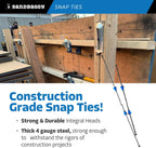 8" Standard Snap Ties for Concrete Forms - 1" Plastic Cones, Integral Heads - 2:1 Safety Factor, 2,250 lbs Working Load - Construction Grade 4 Gauge Steel (Long End - 8.25", 100)