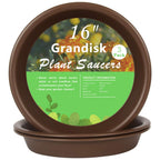 TITE Plant Saucer 16 inch,Heavy Large Planter Durable Thicker Plastic Plant Trays for Indoors and Outdoor,Plant Saucer Drip Trays,Brown (16 inch,Brown) Pack of 3