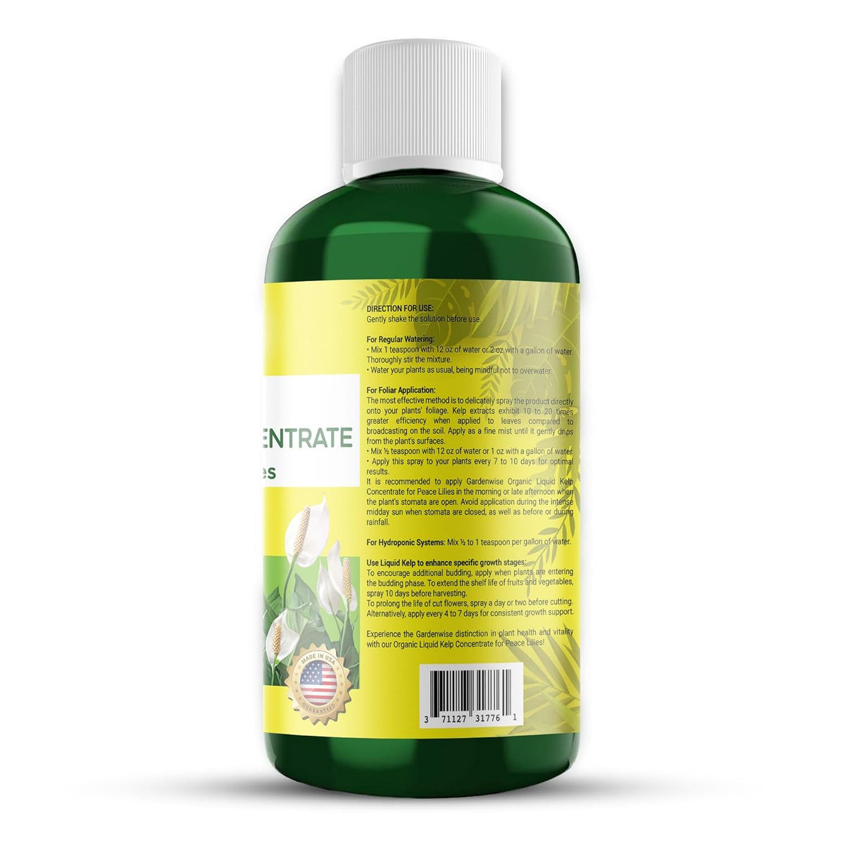 Organic Premium Kelp Seaweed Fertilizer for Peace Llily - Liquid Plant Food - Nutrient-Rich Soil Enhancer - Natural Plant Food for Spathiphyllum (16 OZ)