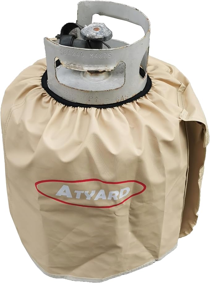 ATYARD Heavy Duty Propane Tank Cover Fits Standard 20 lb Tank Cylinder, UV and Weather Resistant , with Storage Pocket Beige