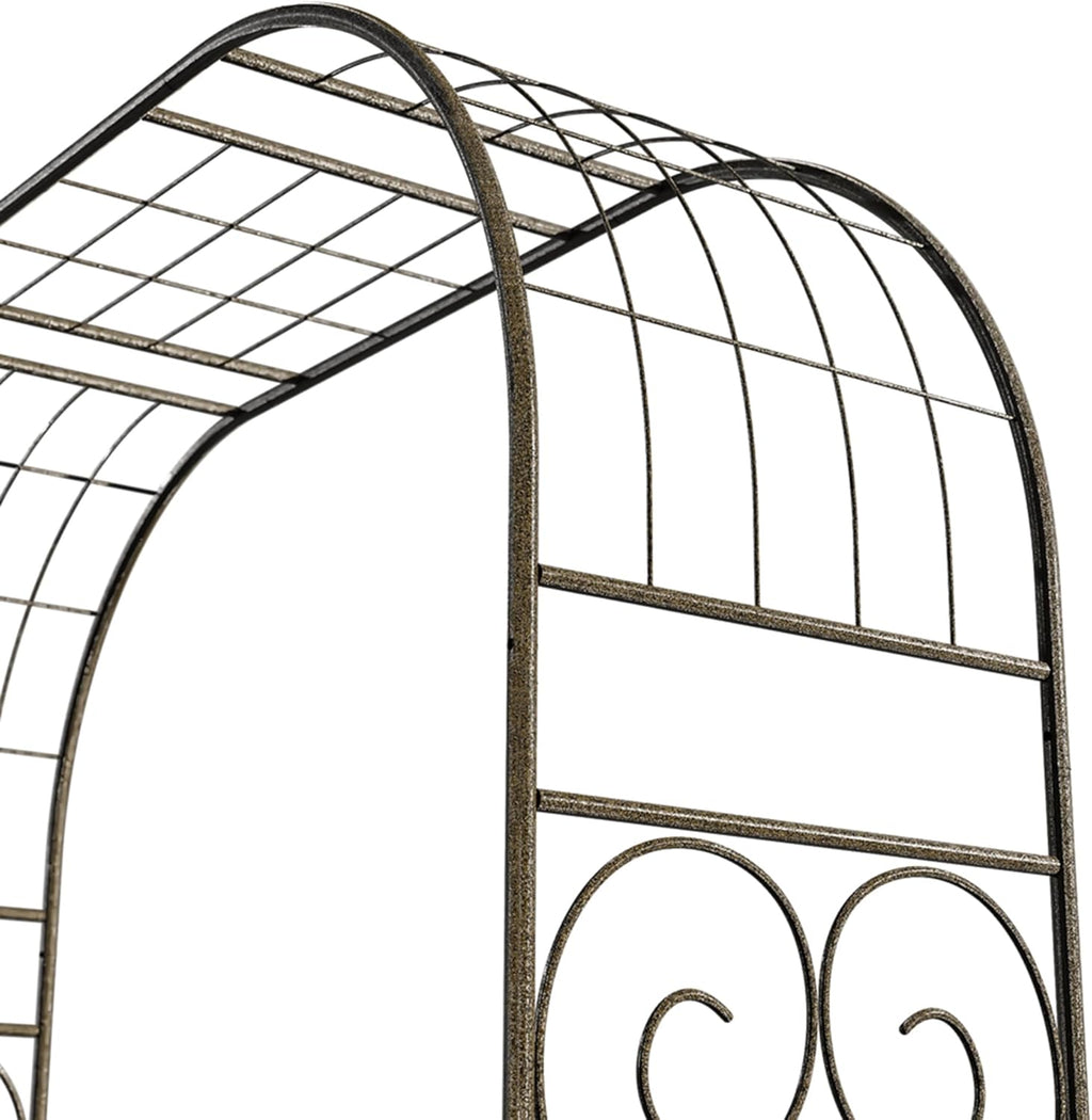 Jardineer Metal Garden Arbor,104.3-Inch Tall,Flat-Top Wrought Iron Outdoor Archway,Heavy-Duty Trellis for Climbing Plants,Perfect for Backyard Garden Entrance,Designed for Roses and Wisteria (Copper)