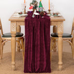 MLMC 2 Pack Burgundy Velvet Table Runner 10ft Elegant Luxury Wine Red Velvet Fall Table Runner 20x120 Inches Table Decor for Wedding Bridal Shower Home Party Thanksgiving Christmas Decor