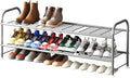 LINZINAR Shoe Rack 2 Tier Storage Organizer for Closet Entryway Metal Grey