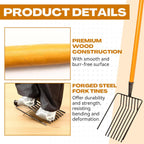 Pitch Fork, 3 Sets Heavy Duty Pitch Fork with 47.2" Wood Handle, 9-Tine Horse Stall Forks with Handle for Gardening Horse Stall Picking up Manure Farm