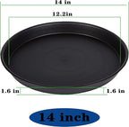 4 Pack of 14 inch Plant Saucer, Heavy Duty Plant Saucer 14 inch Round, Plastic Plant Water Tray for Pots, Plant Saucers for Indoors, Bird Bath Bowls, Pot Trays for Planter 12"/13"/14" (Black)