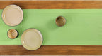 Solino Home Cotton Linen Table Runner 120 Inches Long - Hemstitch Apple Green Dining Table Runner 14 x 120 Inch