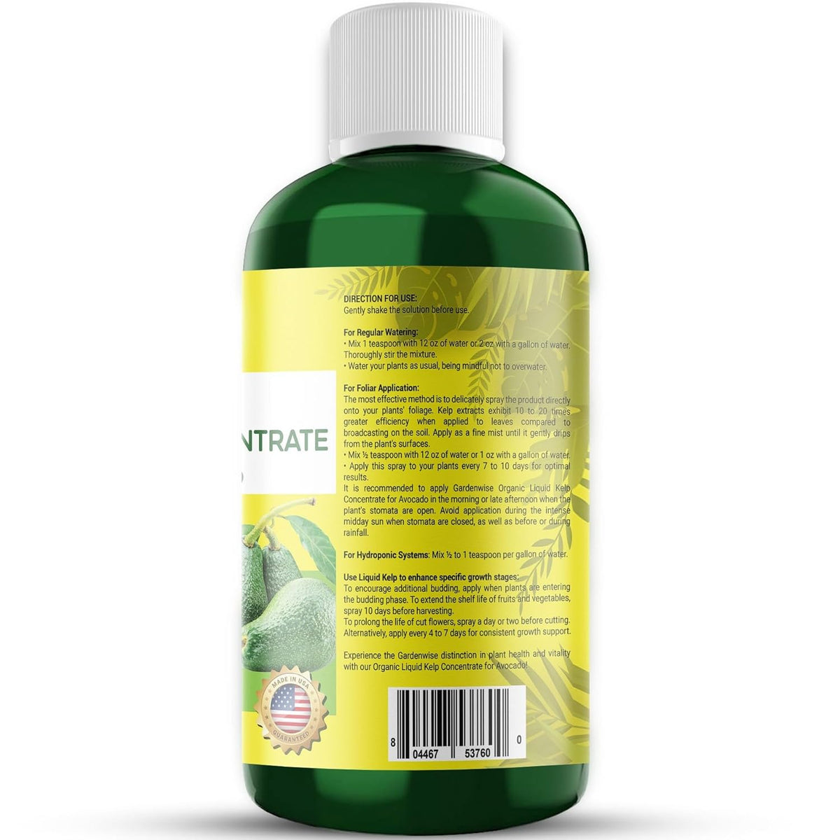 Organic Premium Kelp Seaweed Fertilizer - Liquid Plant Food - Nutrient-Rich Soil Enhancer - Improves Fruit Yield and Quality - Natural Plant Food for Avocado Tree (32 OZ)
