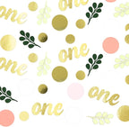 300PC Pink and Sage Green 1st Birthday Confetti First Birthday Decorations for Girl Dots Table Scatter for Baby Girl One Year Old Party Decor Supplies