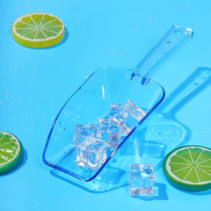 Ice Scoop Candy Buffet Containers Scoopers, Hmxpls Blue Plastic Scoop for Popcorn Cookie Candy Buckets, Podpocket Acrylic Large Scoops for Parties Wedding Bar Jars Freezer Dry Goods （6 Pack 7.5 In ）