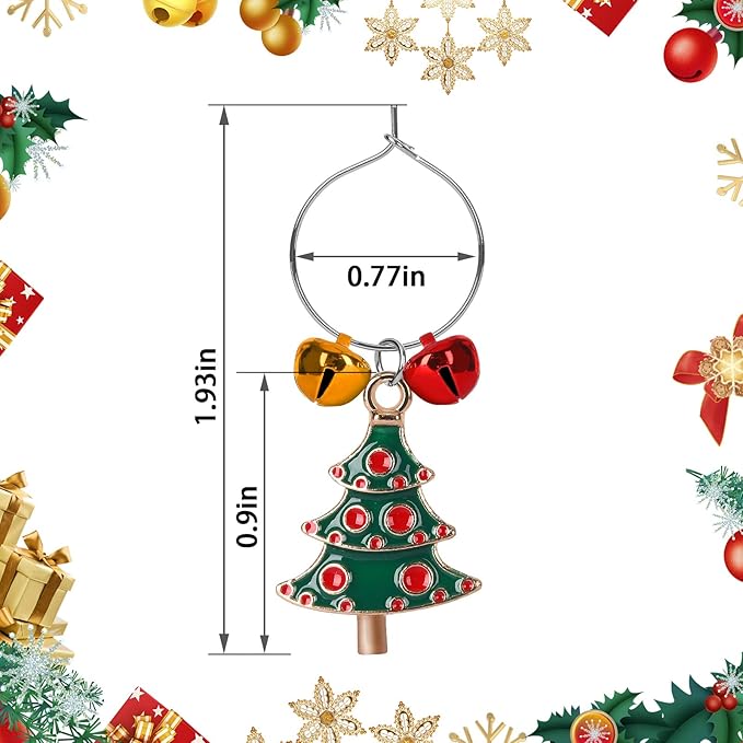SANNIX 24pcs Christmas Wine Glass Charms - Identification Markers for Stem Glasses, Wine Tasting Party Favors & Holiday Decorations