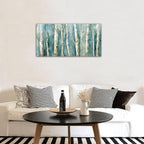 yearainn Birch Trees Canvas Wall Art - Abstract Birch Pictures for Wall Decor Modern Turquoise Canvas Painting Nature Printing Artwork for Living Room Bedroom Home Office Wall Decoration 20" x 40"
