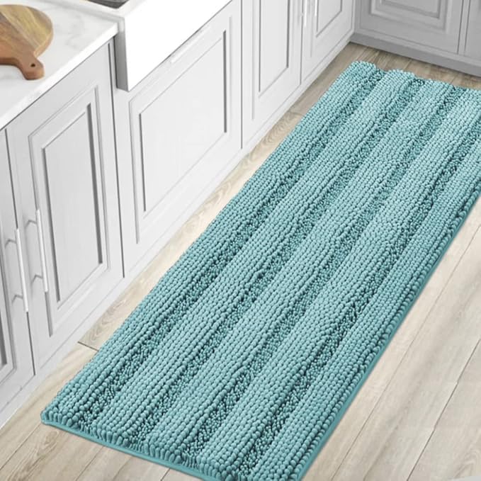 H.VERSAILTEX Bathroom Rugs Bath Mat Runner Rug Non Slip Kitchen Rug Extra Long Bath Rug Runners Oversized 59" x 20" Absorbent Washable Dry Fast Plush Area Rug for Bathroom/Bedroom - Aqua Haze