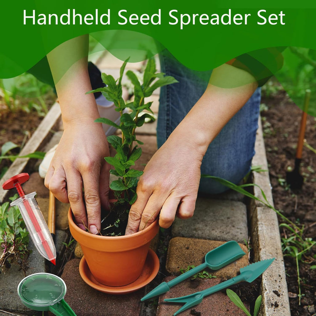 17 PCS Mini Seed Spreader, New Mini Gardening Spreaders, Mini Sowing Seed Dispenser, Reusable Handheld Small Seed Planter Tool for Tiny Seeds