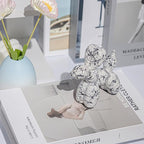 Creative Balloon Dog Statues Small Ceramic Animal Sculpture Modern Home Decor Living Room Desktop Decorations Bedroom Office Cabinet Ornament (White-B)