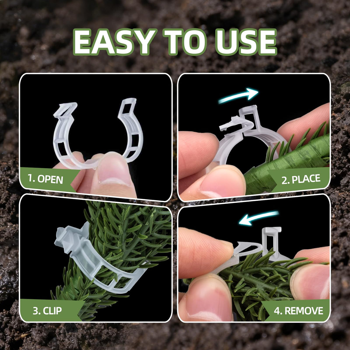 CLEANGOR 300Pcs Plant Clips, Plant Support Clips Plastic Trellis Clips