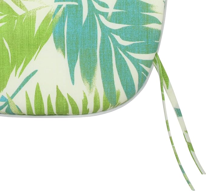 SleepMan Outdoor 17"x16" Chair Cushions with Ties Set of 4, Water Resistant All Weather U-Shape Seat Pads for Patio Garden Furniture Indoor Fade Resistant Patio Cushions (Green Bamboo)