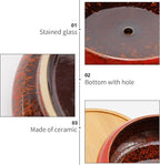 7.4 inch Ceramic Bonsai Pots with Trays Shallow Planters, Succulent Planters with Drainage Hole, Round Large Shallow Pots, Bonsai Pots Garden Decorative Cactus Stand Flower Container (Red)