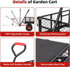 Heavy Duty Steel Garden Dump Cart, 880LBS Meatl Utility Wagon with Removable Sides & 180° Rotating Handle, Utility Dump Cart with 10-Inch All Terrain Wheels for Yard Lawn and Farm