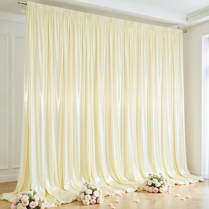 10x10 ft Champagne Glitter Backdrop Curtain for Parties, Wrinkle Free Glitter Photo Backdrop Drapes 2 Panels 5x10FT Shimmer Back Drop Cloth for Wedding Birthday Stage Photography Background Decor