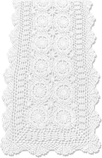 KEPSWET Cotton Handmade Crochet Lace Table Runner White Rectangle Coffee Table Dresser Decor (14x48 inch)