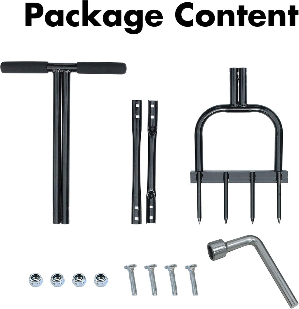 Gardzen Spike Aeration, Heavy Duty Aerator for Compacted Soils and Lawns, 35" x 11", Black