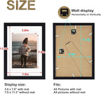 KINLINK A4 Picture Frame, Black Solid Wood Frames with Acrylic Plexiglass for Pictures A5 with Mat or A4 without Mat, Tabletop and Wall Mounting Display 4 Pack