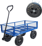 Heavy-Duty Solid Tire Garden Dump Cart - 4.86 cu. ft. Yard Wagon Cart with 600 LBS Capacity & Spacious Mesh Bed (37" x 19.5") - No-Flat Tires, Utility Wagon