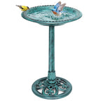 VIVOHOME Bird Bath for Outside, Polyresin Pedestal Birdbath, Green