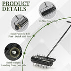 VINGLI Rolling Lawn Aerator with T-Shaped Handle, 17 inch Manual Aerator Tool, Lawn Aerator Spike Tool with 36 Spikes for Garden Yard Soil Health Maintaining, Black