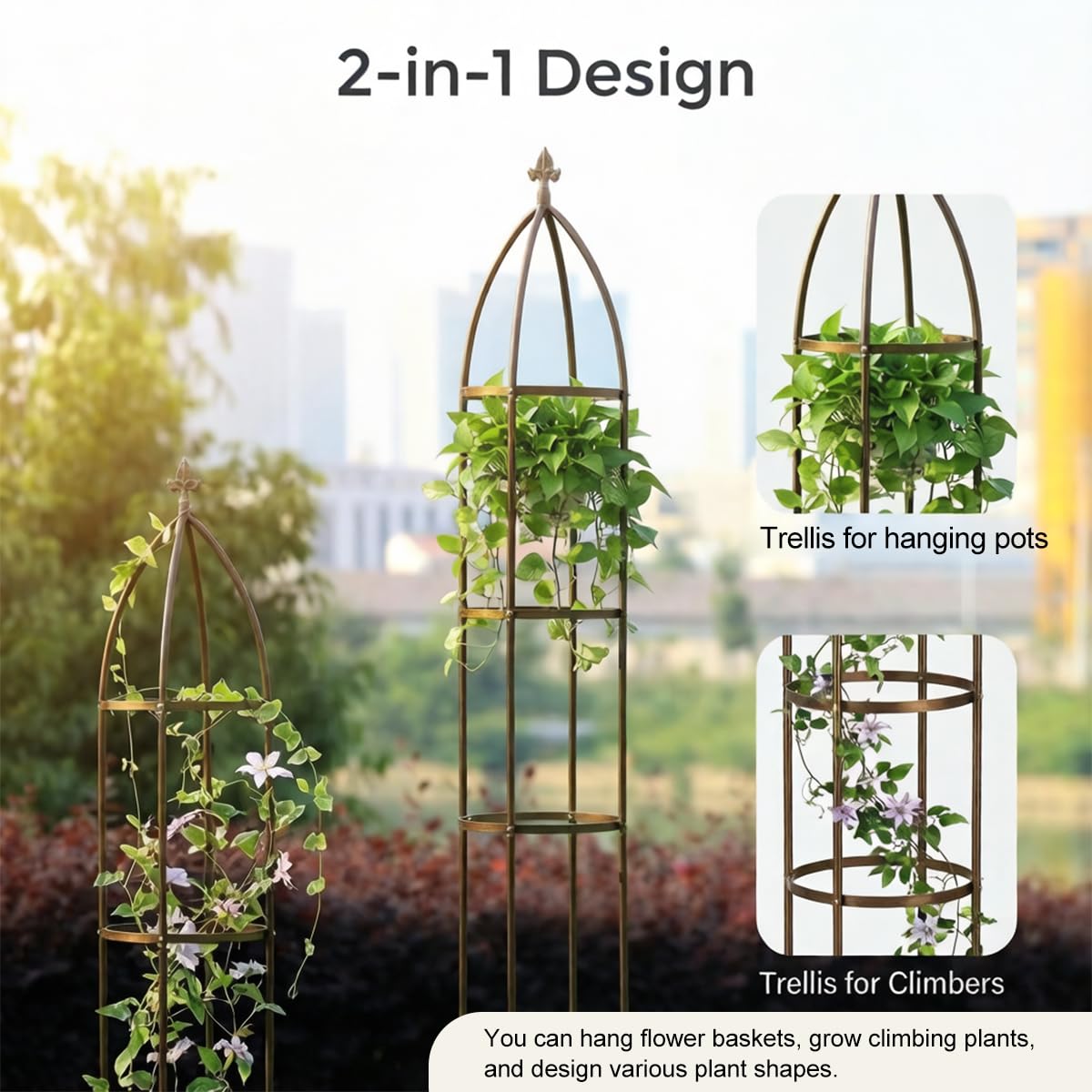 Garden Obelisk Trellis 100% Metal Heavy Duty 5.5 ft for Climbing Vines