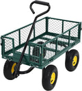 550 Lbs Steel Garden Cart. Heavy Duty Metal Garden Wagon with 10" Wheels, Pullable Metal Garden Wagon w 180° Rotating Handle and Removable Sides for Farm, Yard,