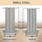 River Dream Stall Size No Hook Grey Shower Curtain Soft Microfiber - 36" Wide Small Fabric Shower Curtain Set for Narrow Stall, Waterproof & Washable, Bottom Magnets, Gray, 36x74