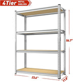 REIBII Storage Shelves Adjustable Metal Shelving 1600LBS Garage Shelves Industrial Metal Shelves 4 T ier Garage Shelving for Kitchen Pantry Closet, Sliver, 11.8" D x 23.6" W x 56.7" H