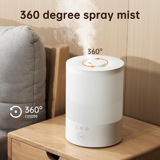 YOGIN Humidifiers for Bedroom Large room,Top fill 2.5L Ultrasonic cool mist Humidifiers for Baby Nursery and Plants,Up to 24 Hours, 24db Quiet,Night Light, Auto Shut Off, Easy Clean Humidifier