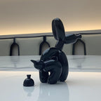 Balloon Dog Mini Poop Dog Decoration Desktop in Living Room Art Animal Small Statue Bookshelf Cute Puppy Decor (Black)