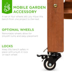Best Choice Products Mobile Garden Potting Bench, Outdoor Wood Workstation Table w/Sliding Tabletop, 4 Locking Wheels, Food Grade Dry Sink, Storage Shelves - Brown