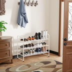 SUFAUY 3-Tier 33" Wide Shoe Rack, Closet Metal Shoe Rack Organizer Heavy Duty, Stackable, White