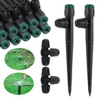 Drip Irrigation Emitters Sprayers for 1/4" Tubing, Adjustable 360 Degree Water Flow Sprayer on 5.5" Arrow Stake,with 1/4" Locked Tee for Watering System(30Pcs Sprayers and 30Pcs Tee)
