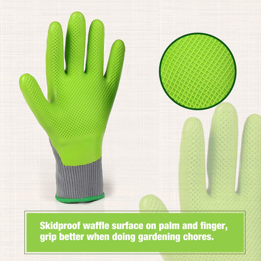 6 Pairs Eco Latex Palm Coated Garden Work Gloves by WORKPRO
