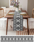 Aztec Southwest Cotton Linen Table Runner for Dining Kitchen, Wedding Outdoor Party Tablerunners Decoration, Boho Ethnic Tribes Vintage Grey Dresser Scarf Coffee Tablecloth Runners 13x108 Inches