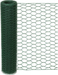 vensovo Green Chicken Wire for Crafts – 13.7"×236" PVC Coated Hexagonal Mesh Roll, cuttable and Shapeable Floral Wire Netting for Wedding Decorations, Garden Fencing