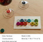 Graf Lantz - Wine-O's Merino Wool Wine Glass Charms (Rainbow) 12 Count - Drink Markers with Note Card - Reusable - 12 Colors - Boho Style - Home Decor, Party Favors & Vacation Essentials - 5mm Felt