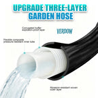 VERDOW Garden Hose 50 ft, Non-Expandable Lightweight Water Hose, 360° Swivel Fittings, 10-Pattern Spray Nozzle Flexible Hose for Yard, Lawn, Ourdoor Ues