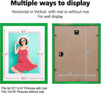 KINLINK 12x16 Picture Frame Grass Green, Solid Wood Frames with Acrylic Plexiglass for Pictures 11x14/9x12 with Mat or 12x16 without Mat, Wall Display Photo Frame, 4 Pack
