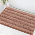 H.VERSAILTEX Bath Mats for Bathroom Non Slip Extra Thick Chenille Striped Bath Rug 24" x 36" Absorbent Non Skid Fluffy Soft Shaggy Rugs Washable Dry Fast Plush Mats for Indoor, Bath Room - Muted Clay