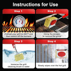 Grill Brush Bristle Free, BBQ Grill Brush for Outdoor Grill, Safe Steam Grill Cleaning Brush with Scraper, Replacement Sponge Heads, Non Metal Bristles for Cast Iron, Stainless-Steel Grates