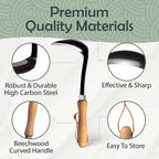 Muldale Japanese Weeding Sickle – Curved Razor Hand Hoe Garden Tool with Ergonomic Wooden Handle for Easy Manual Weeding & Gardening