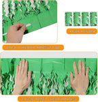 4Pcs Wavy Green Fringe Backdrop -3.3x6.6ft Green Streamer Foil Curtains for Jungle Party Decorations | St Patricks Day Decorations | Football Decorations | Xmas