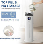 Large Humidifier for Bedroom, 9L/2.5Gal Ultrasonic Cool Mist, Easy Clean with 350ML/H Large Mist Speed, Remote control, Quiet Tower, Suitable for Kids Room Plant Yoga Study Room Office (White)